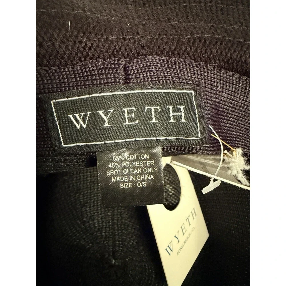 NWT Wyeth Anthropologie Winona Packable Panama Hat Black Leather Trim‎ One Size